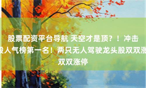 股票配资平台导航 天空才是顶？！冲击A股人气榜第一名！两只无人驾驶龙头股双双涨停